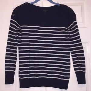 Banana Republic Navy and White Striped Sweater